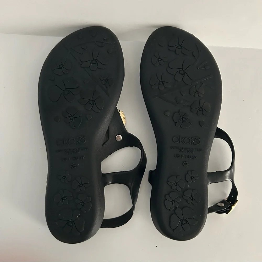 OKA b. Black Sandals with Leopard Print Stones - Picture 4 of 4